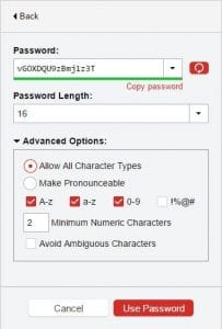 LastPass password generator